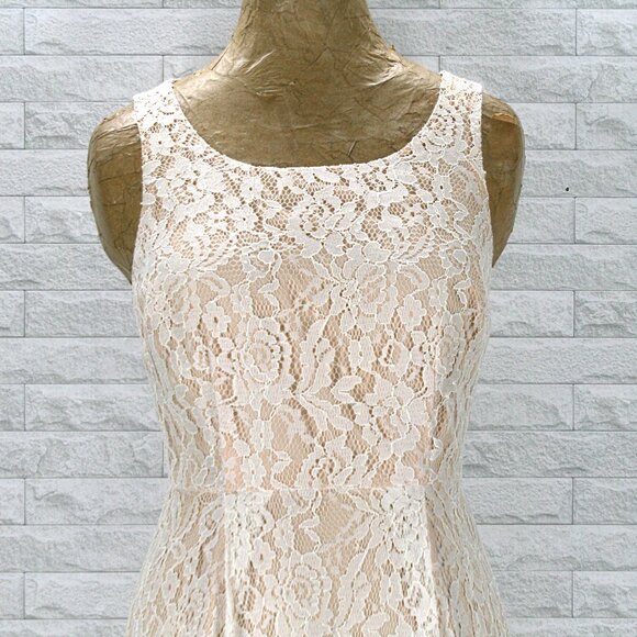 LC LAUREN CONRAD Dress Lace Sleeveless Floral Cream Overlay Bridal Rehearsal 6 - Picture 2 of 12